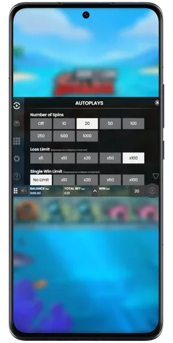 Spin-Button im Razor Shark Slot auf dem Smartphone betätigen